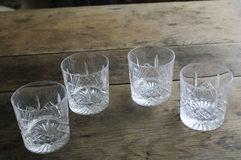 photo of marked Edinburgh crystal old fashioned glasses, used set lowball tumblers Montrose pattern  #7