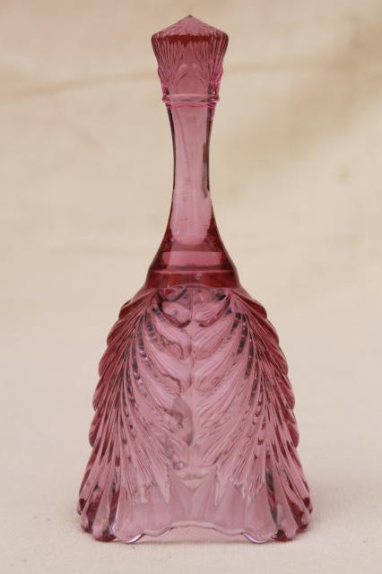 photo of marked Fenton glass bell, vintage dusty rose pink glass table service bell  #2