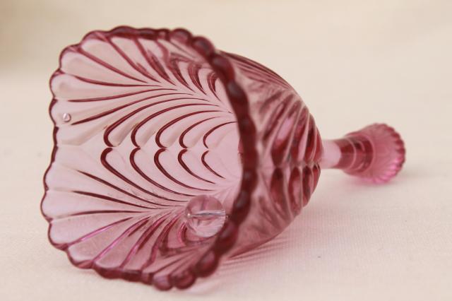 photo of marked Fenton glass bell, vintage dusty rose pink glass table service bell  #5