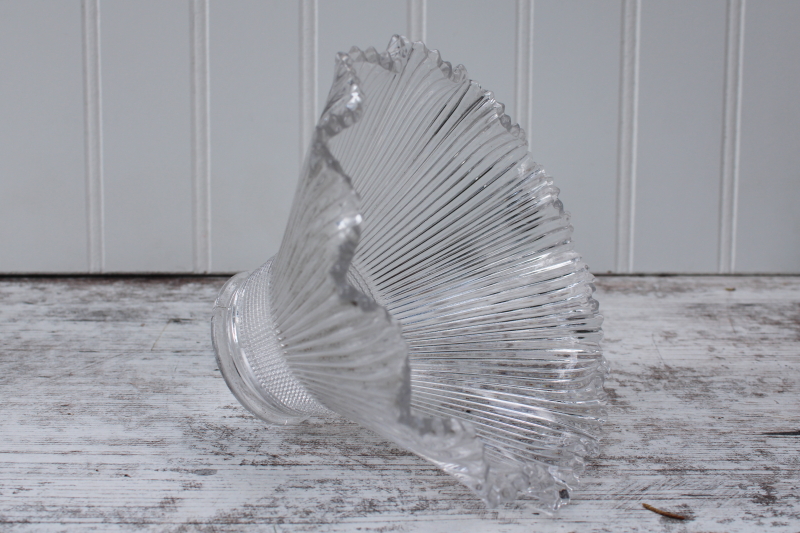 photo of marked Holophane vintage prismatic ribbed clear glass shade for lamp or industrial light #1