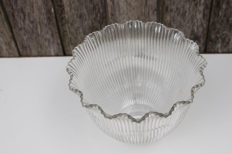 photo of marked Holophane vintage prismatic ribbed clear glass shade for lamp or industrial light #3