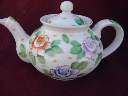 photo of marked Occupied Japan hand-painted china teapot, vintage tea pot #1