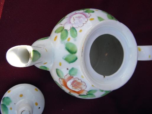 photo of marked Occupied Japan hand-painted china teapot, vintage tea pot #3