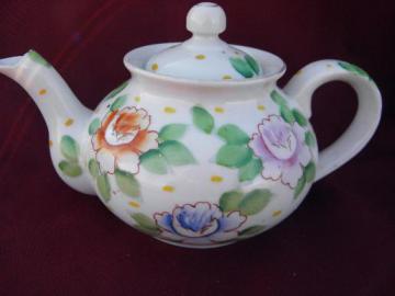 catalog photo of marked Occupied Japan hand-painted china teapot, vintage tea pot