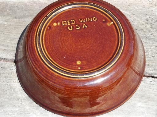 photo of marked Red Wing casserole dish, vintage Village Green pottery bowl and lid #5