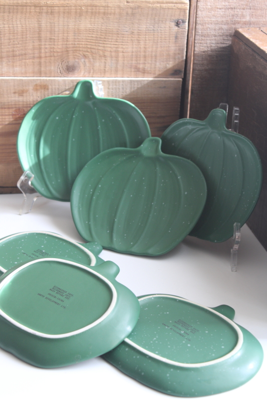 photo of matte green pumpkins, modern ceramic appetizer plates for fall harvest Halloween, made for Target  #5