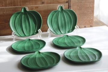 catalog photo of matte green pumpkins, modern ceramic appetizer plates for fall harvest Halloween, made for Target 