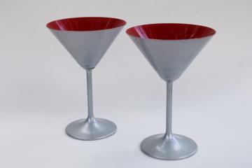 catalog photo of matte silver / red martini cocktail glasses, Stolzle Lausitz Germany