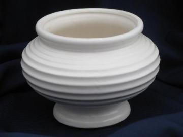 catalog photo of matte white Floraline McCoy pottery planter, mid-century mod vintage