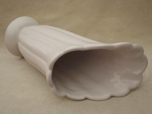 photo of matte white pottery vase, vintage Abingdon pottery art deco lily vase #5