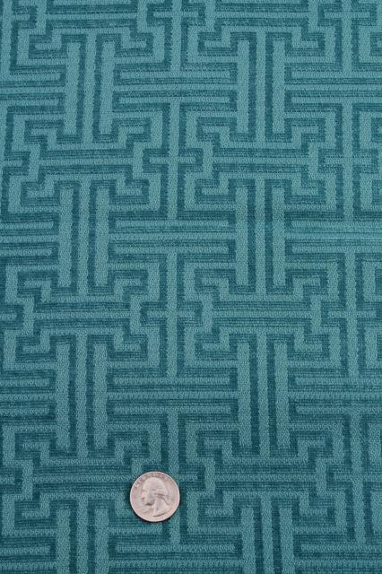 photo of mediterranean ocean blue soft chenille upholstery fabric, vintage decorator remnant material #1