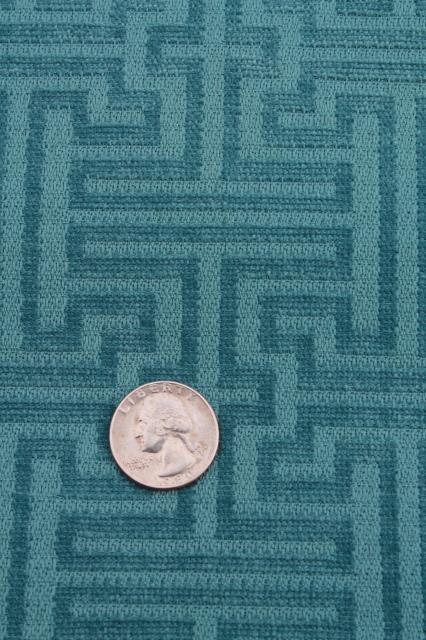 photo of mediterranean ocean blue soft chenille upholstery fabric, vintage decorator remnant material #2