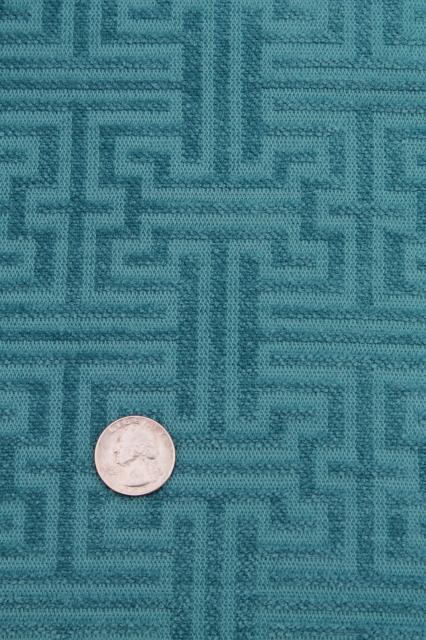 photo of mediterranean ocean blue soft chenille upholstery fabric, vintage decorator remnant material #4