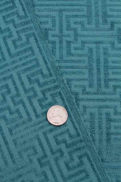 photo of mediterranean ocean blue soft chenille upholstery fabric, vintage decorator remnant material #6