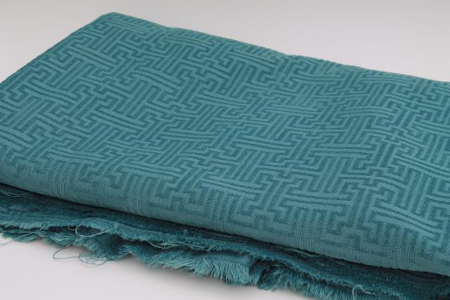 photo of mediterranean ocean blue soft chenille upholstery fabric, vintage decorator remnant material #7