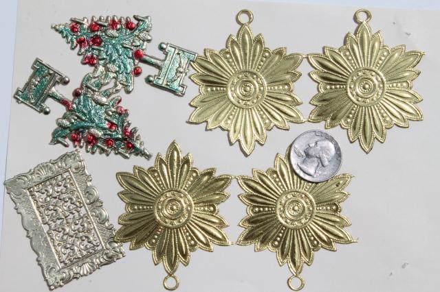 photo of metallic gold foil border trimming edging & snips, paper filigree doily lace lot #11