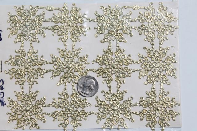 photo of metallic gold foil border trimming edging & snips, paper filigree doily lace lot #12