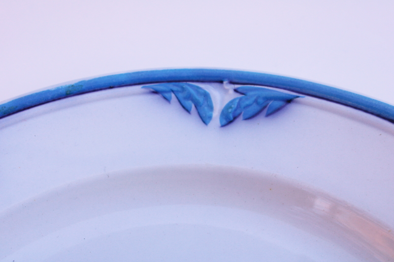 photo of mid 1800s vintage antique flow blue border English ironstone china serving plate #2