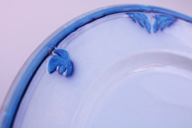 photo of mid 1800s vintage antique flow blue border English ironstone china serving plate #3