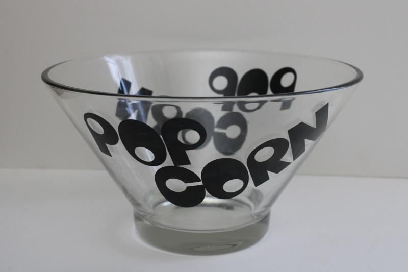 photo of mid-century mod Pop Corn popcorn snack bowl, pop art bold black graphics  #1