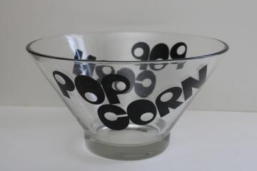 mid-century mod Pop Corn popcorn snack bowl, pop art bold black graphics 