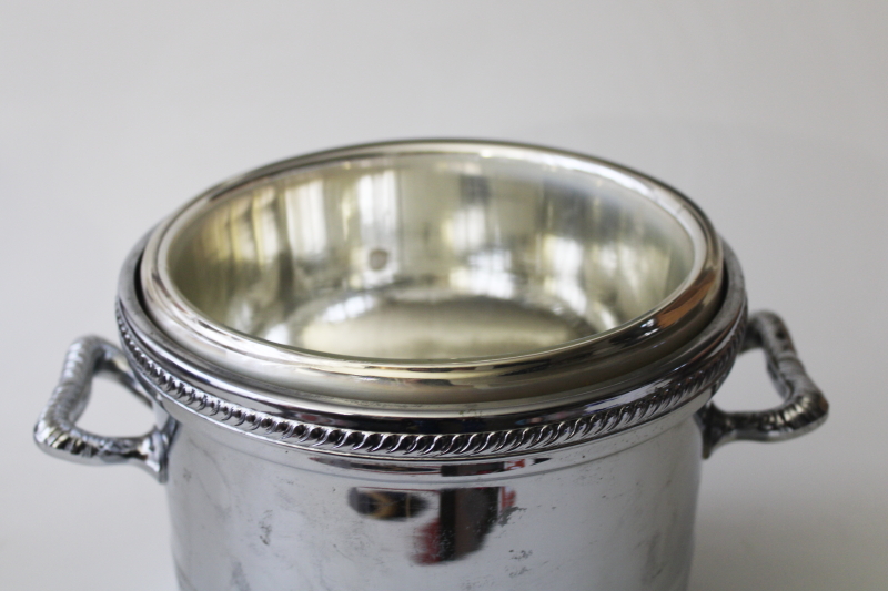 photo of mid century mod art deco chrome ice bucket champagne chiller w/ silvery glass liner #4