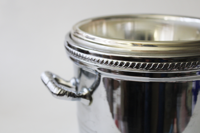 photo of mid century mod art deco chrome ice bucket champagne chiller w/ silvery glass liner #6