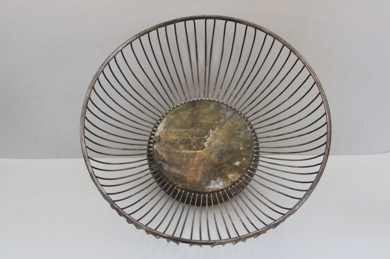 photo of mid century mod silver plate wire basket centerpiece bowl, 60s 70s vintage minimalist decor #5