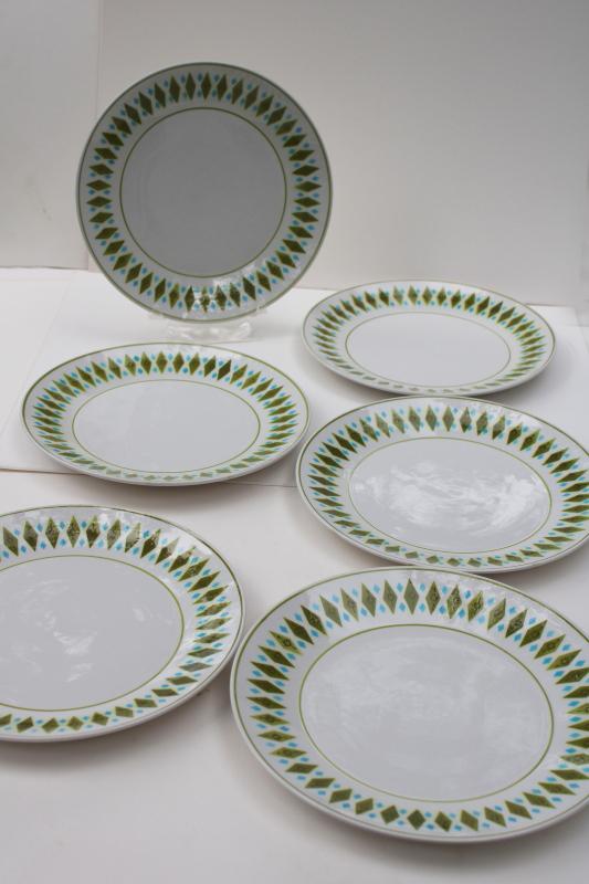 photo of mid century mod vintage Gem lime green geometric pattern plates, Mikasa Cera-Stone #1