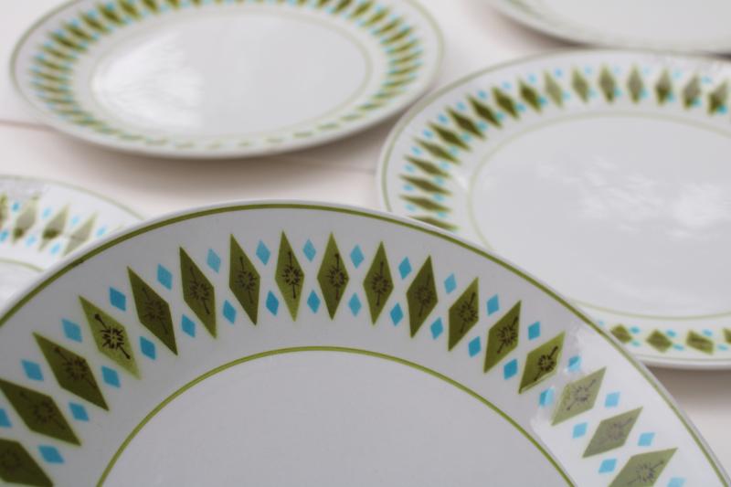 photo of mid century mod vintage Gem lime green geometric pattern plates, Mikasa Cera-Stone #2