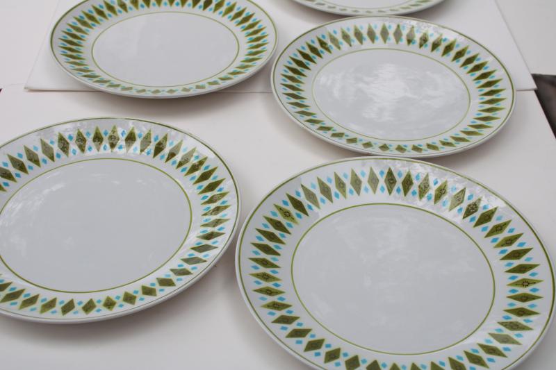 photo of mid century mod vintage Gem lime green geometric pattern plates, Mikasa Cera-Stone #3