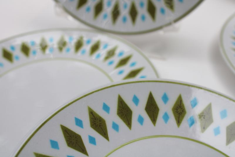 photo of mid century mod vintage Gem lime green geometric pattern salad plates, Mikasa Cera-Stone #2