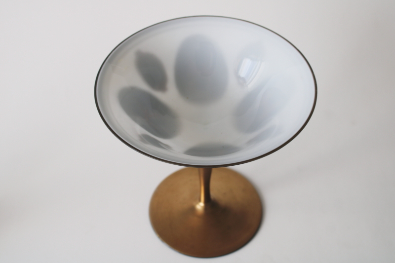 photo of mid century mod vintage Imperlux gold decorated Czech glass, pedestal bowl candy dish  #2
