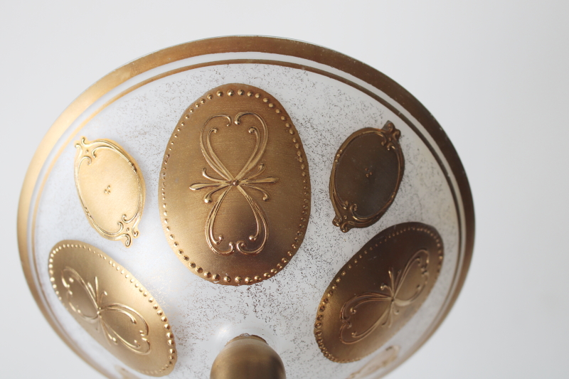 photo of mid century mod vintage Imperlux gold decorated Czech glass, pedestal bowl candy dish  #5