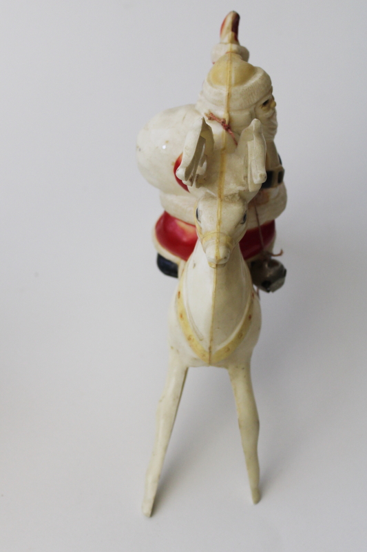 photo of mid-century mod vintage Rosbro hard plastic Christmas Santa riding reindeer #4