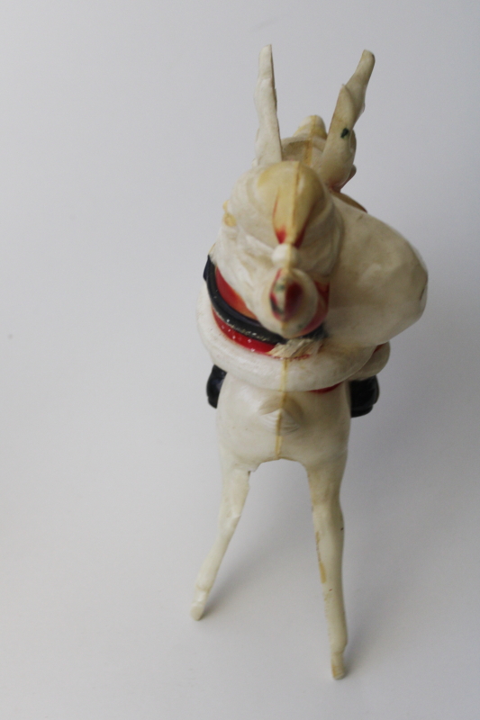 photo of mid-century mod vintage Rosbro hard plastic Christmas Santa riding reindeer #6