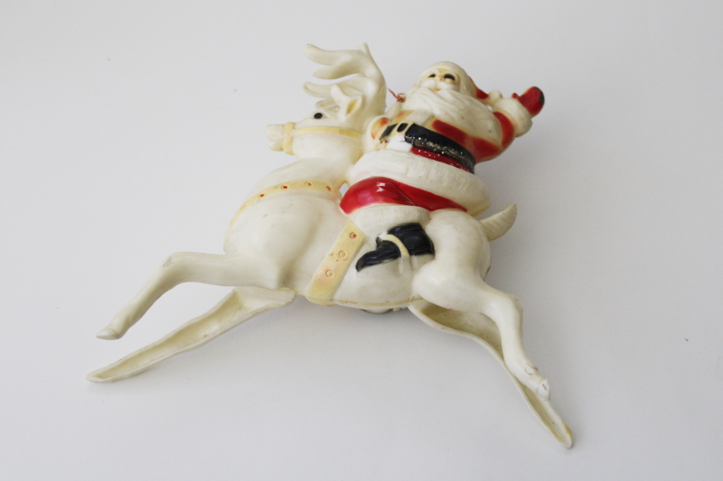 photo of mid-century mod vintage Rosbro hard plastic Christmas Santa riding reindeer #9