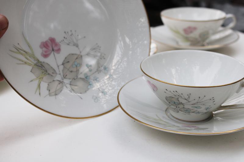 photo of mid century mod vintage Rosenthal Parisian Spring china set of 8 trios plates, cups & saucers #2