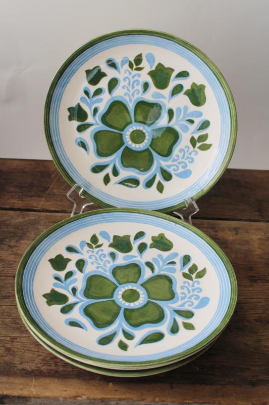 photo of mid-century mod vintage Royal ironstone Damsel daisy pattern plates, 60s flower power #5