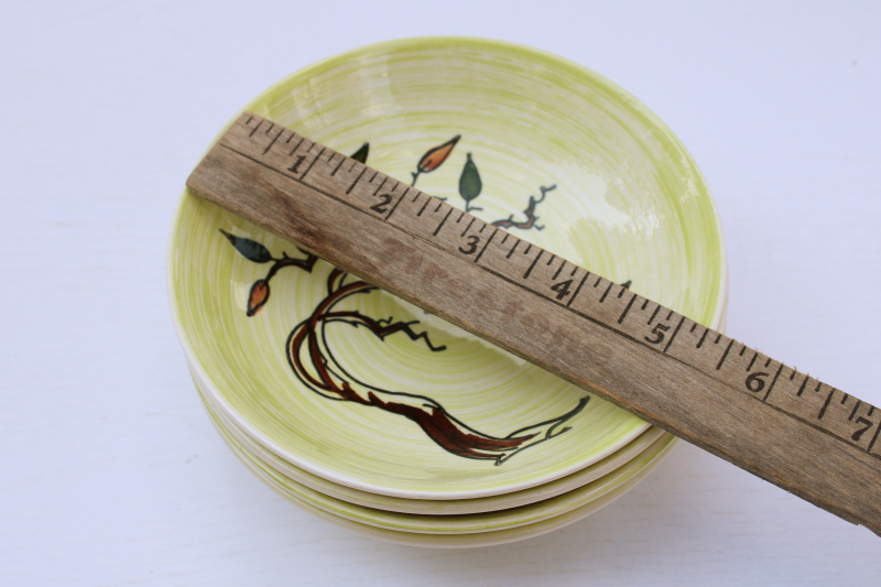 photo of mid century mod vintage USA ceramic bowls, fall leaves w/ haunted tree Brock California pottery #5