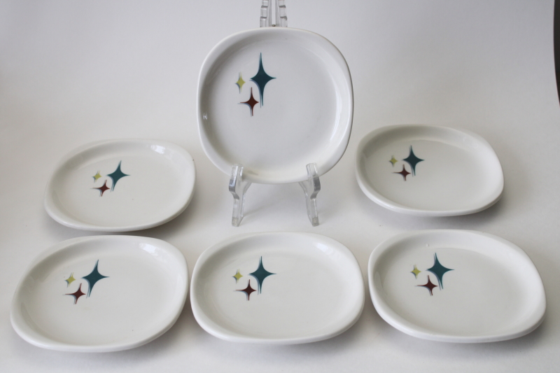 photo of mid century mod vintage atomic starburst appetizer plates, Syracuse china Jubilee  #1