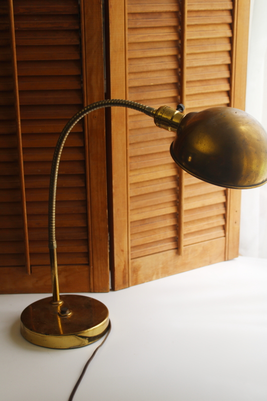 photo of mid century mod vintage brass shade metal gooseneck desk lamp reading light  #1