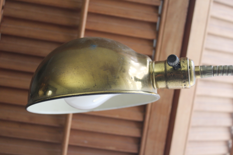 photo of mid century mod vintage brass shade metal gooseneck desk lamp reading light  #5