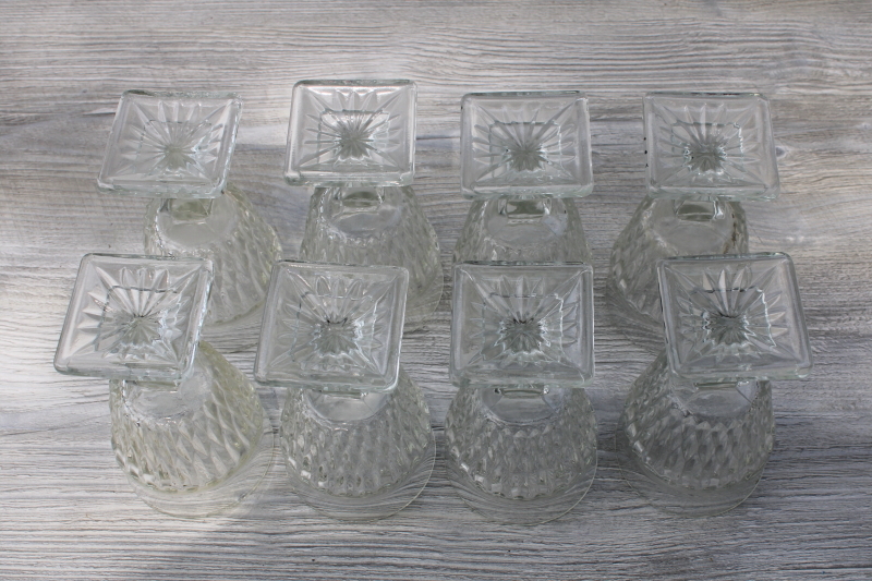 photo of mid-century mod vintage clear glass stemware, big chunky wine glasses or water goblets #4