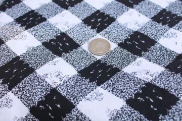 catalog photo of mid-century mod vintage cotton fabric, print gingham black & white buffalo check tweed