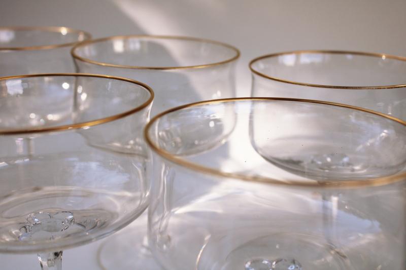 photo of mid-century mod vintage gold band champagne glasses or coupe shape cocktails #4