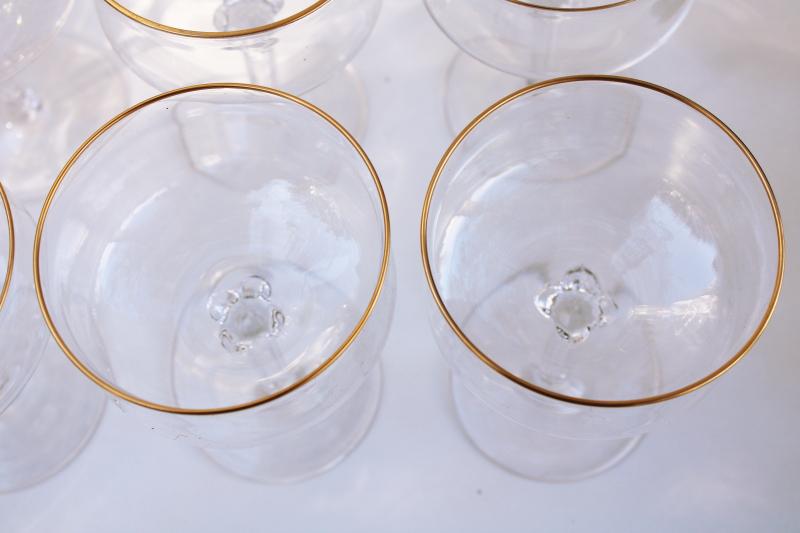 photo of mid-century mod vintage gold band champagne glasses or coupe shape cocktails #5