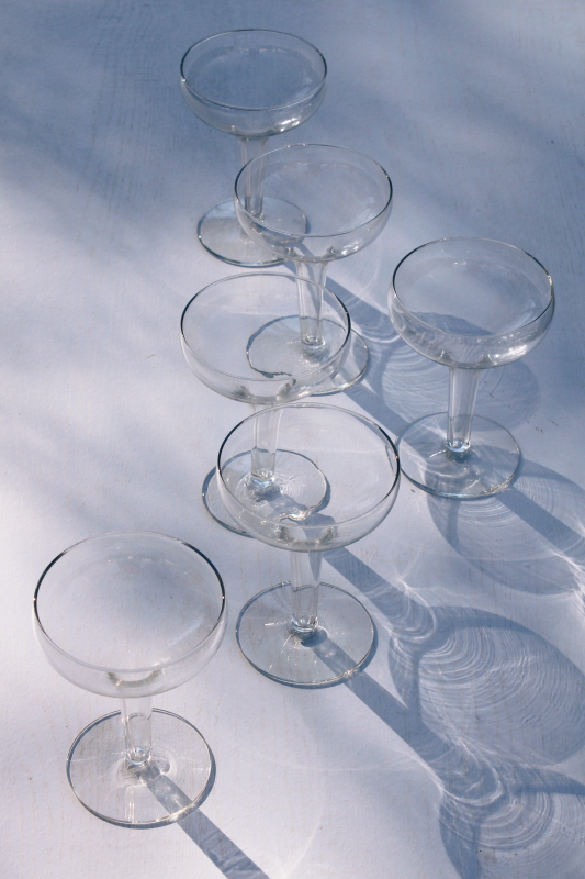 photo of mid century mod vintage hollow stem champagne glasses or cocktail glass set of 6 #1