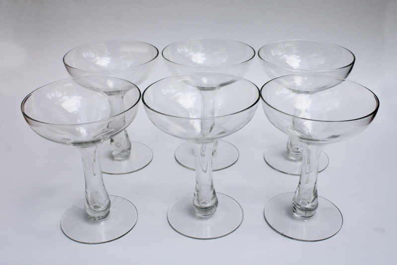 photo of mid-century mod vintage hollow stem champagne glasses or cocktail glass set of 6 #1