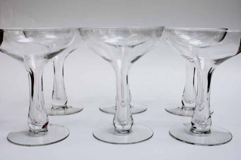 photo of mid-century mod vintage hollow stem champagne glasses or cocktail glass set of 6 #2